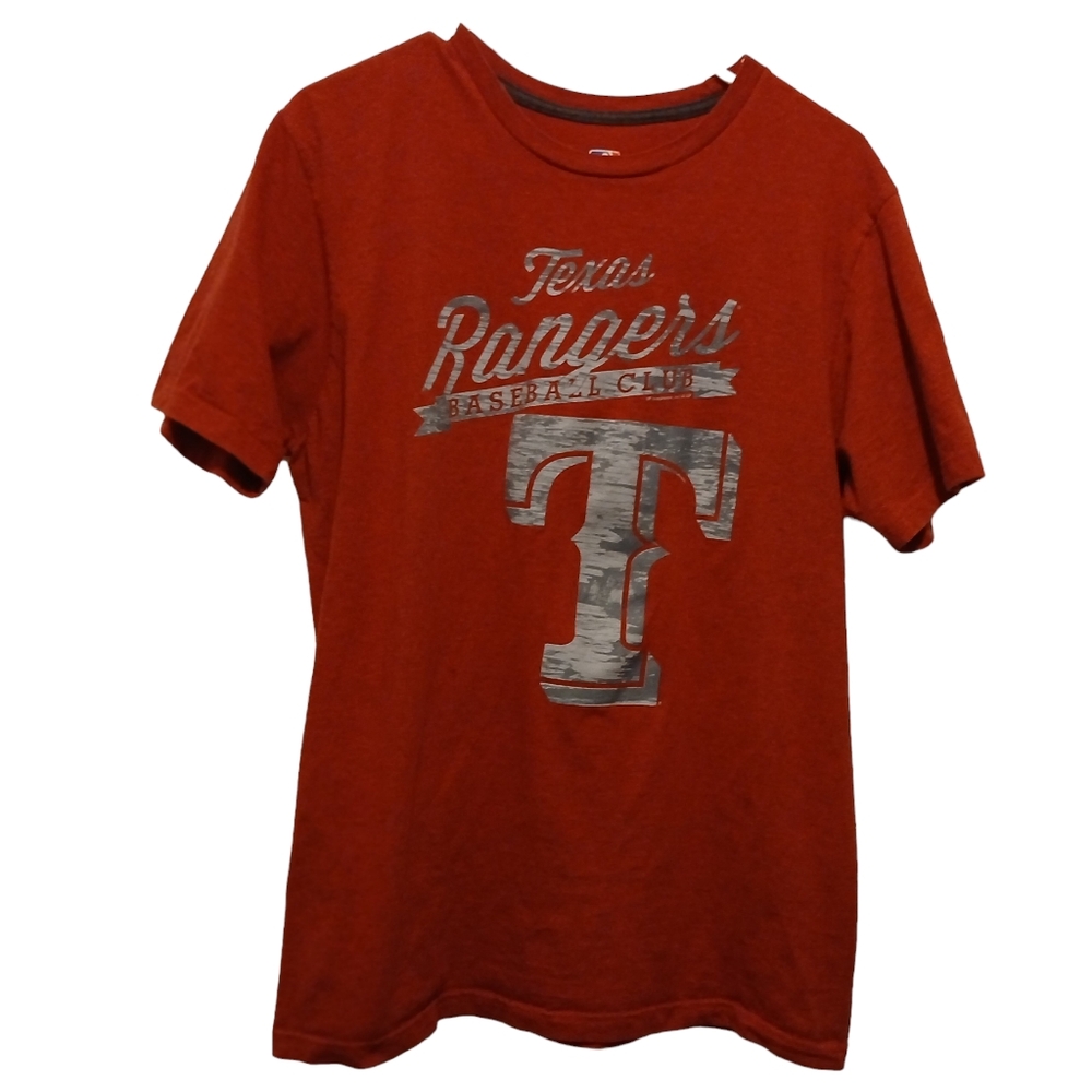 TEXAS RANGERS BASEBALL CLUB Red Gray Size Large MLB Genuine MERCHANDISE T-Shirt